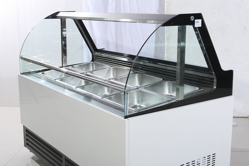Arc glass air cooling front open air curtain food counter